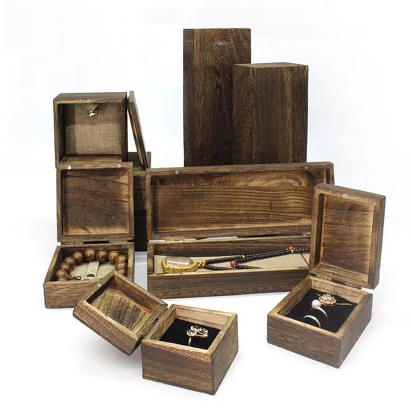 Деревянная шкатулка для украшений винтажный декоративный чехол ручной работы