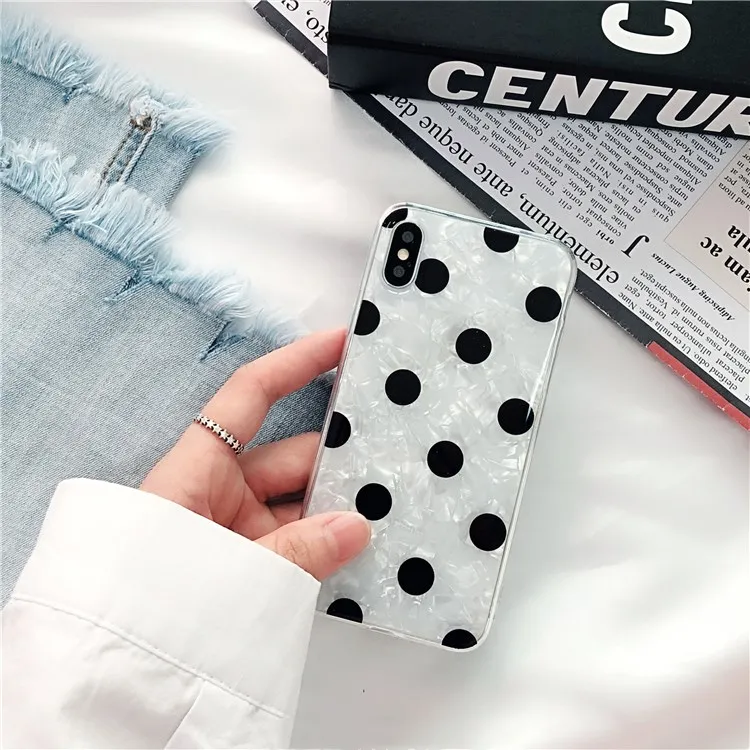 Gimfun Cute Fritillaria Wave Point Glitter Phone Case for IPhone7 6 6s 6plus 8 x Soft Tpu Silicone Black White Cover Female |