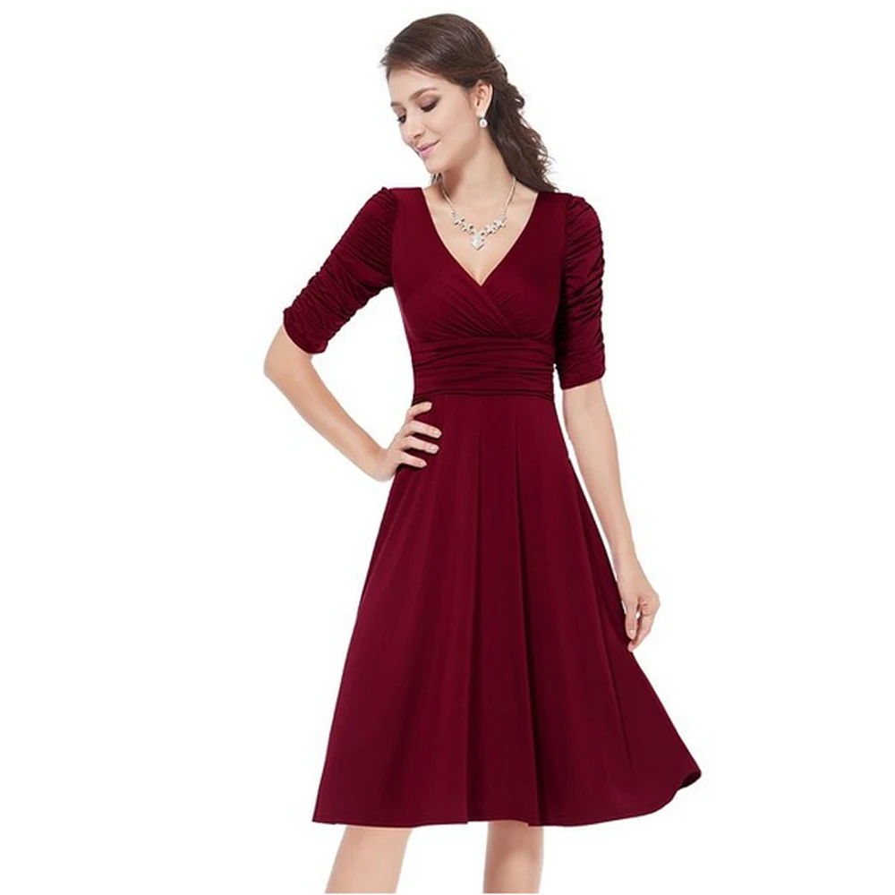 1 шт. элегантное черное молочное шелковое тонкое платье до колена с рукавом локтя