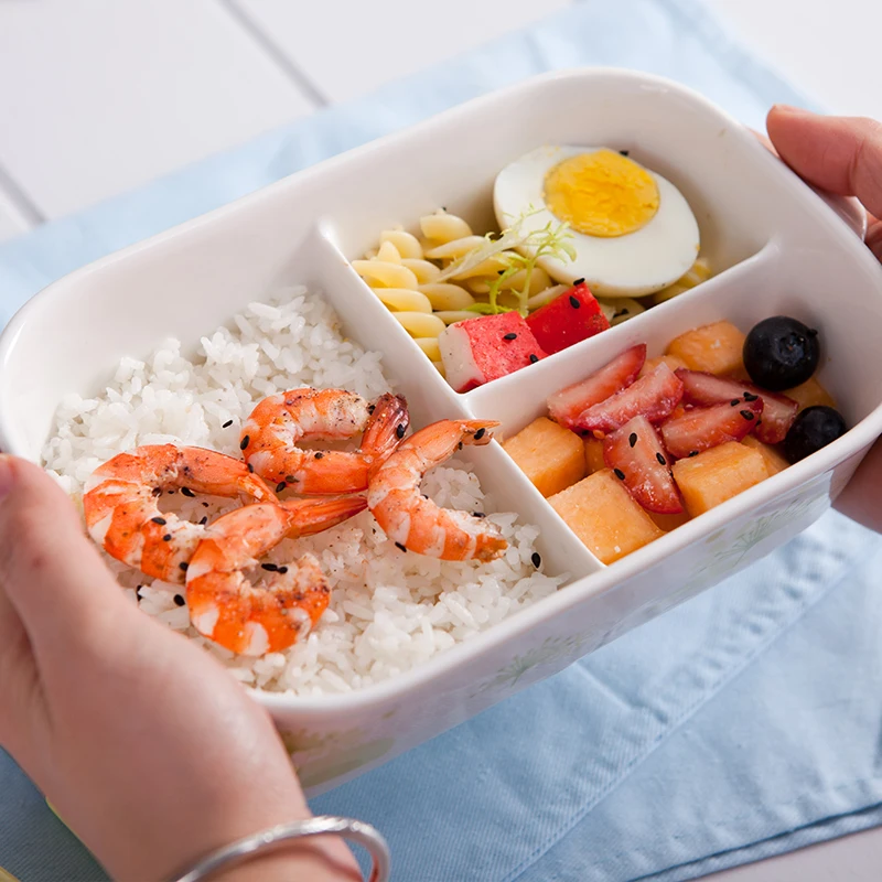 2 ~ 3 отсека японский Kawaii керамический Ланч-бокс Procelain Bento Ланчбокс с ложкой Вилка