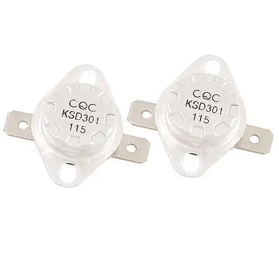 

2 Pcs KSD301 115 Celsius Degree Temperature Control Switch Thermostat NC