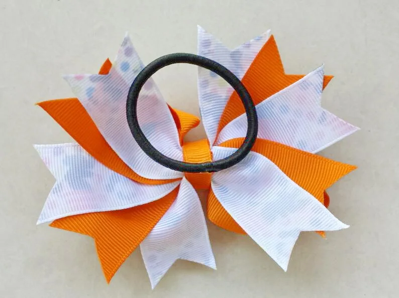 10pcs girl 5&quot Halloween carnival hair bows clip feather crystal bat spook cartoon pumpkin Elastic Hair Band bobbles WS025 | Аксессуары