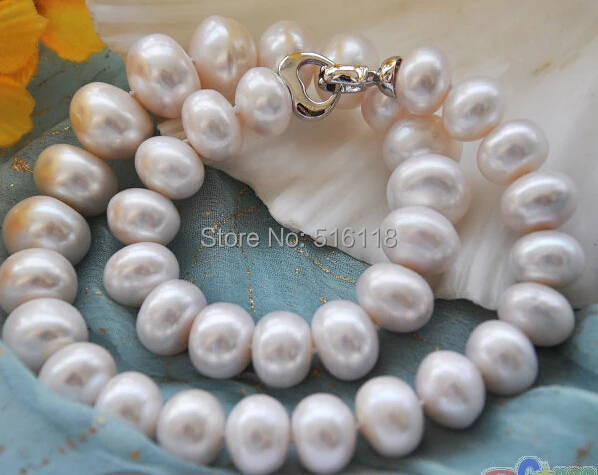 

free shipping 17" 16mm white rondelle Freshwater cultured pearl necklace