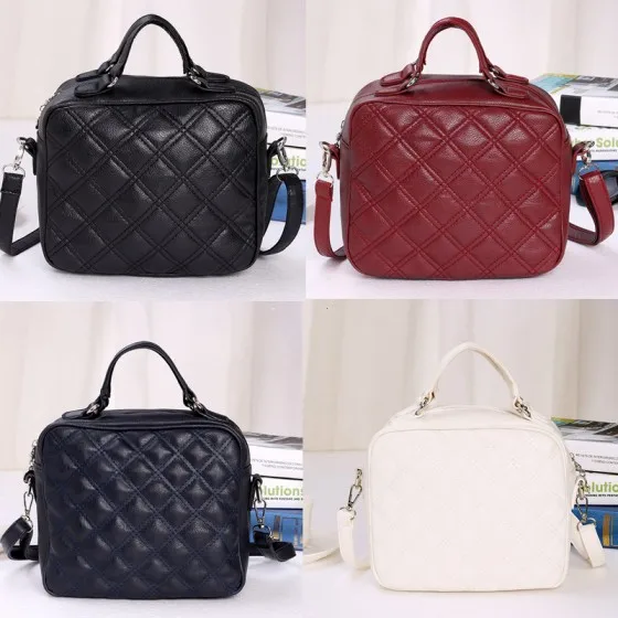 LONGSTAR Fashion Women Shoulder Bag PU Leather Check Pattern Crossbody Messenger Tote |