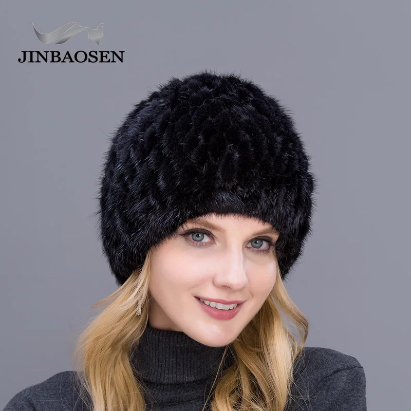 COLOR5 JINBAOSEN новая Толстая Женская шапка Горячая Распродажа меховая шапка из натуральной норки ананас стильная женская зимняя вязаная шапка с помпоном из лисьего меха - Цвет: COLOR5