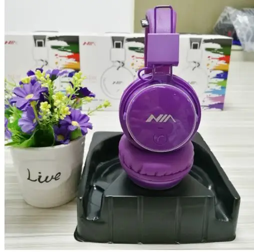 purple nia Q8 стерео Bluetooth наушники Wirelsee стерео складные спортивные гарнитуры Поддержка app с микрофоном Поддержка TF FM радио - Цвет: purple