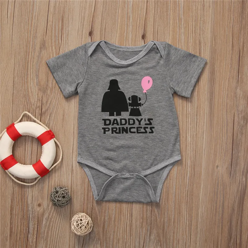 Комбинезон для новорожденных девочек комбинезон Daddys принцессы летняя серая