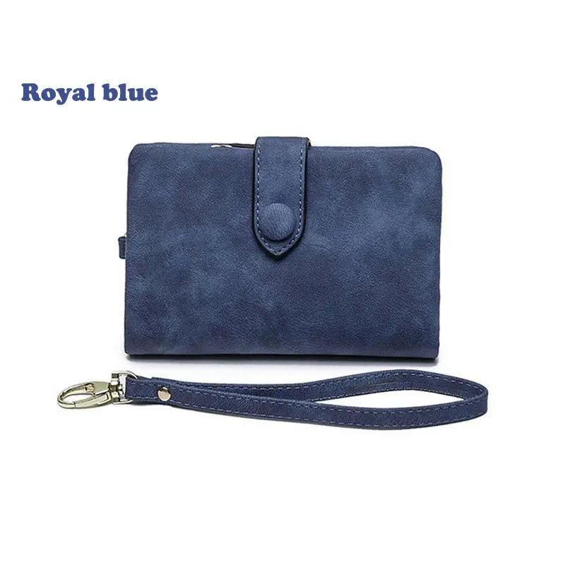 Royal blue Милый женский кошелек с зажимом для денег, Повседневный, Одноцветный, три сложения, много карт, короткий, модный кошелек - Цвет: Royal blue