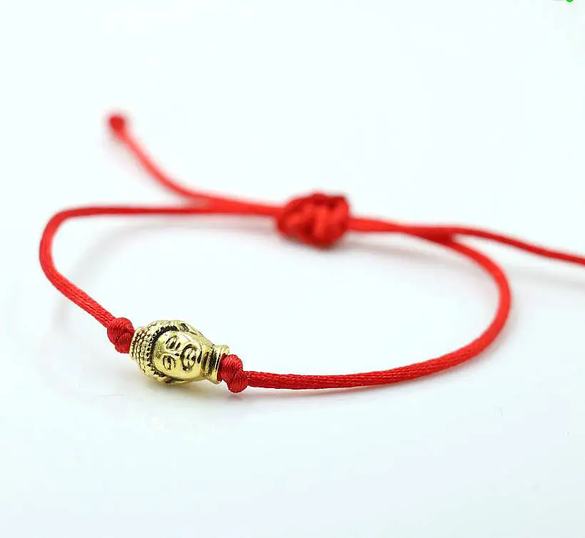 BPPCCR Ретро головы Будды браслет-амулет красная веревочная нить строка плетеный
