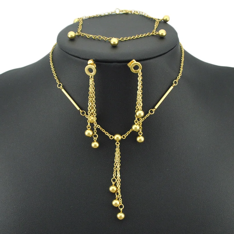 ATGO Модные женские ювелирные изделия круг золотой цвет бусы ожерелье браслет