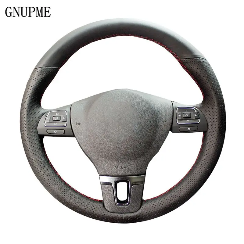 Черный иск кожаный чехол рулевого колеса автомобиля для Volkswagen VW Golf 4 Passat B5 1996 2015 Seat