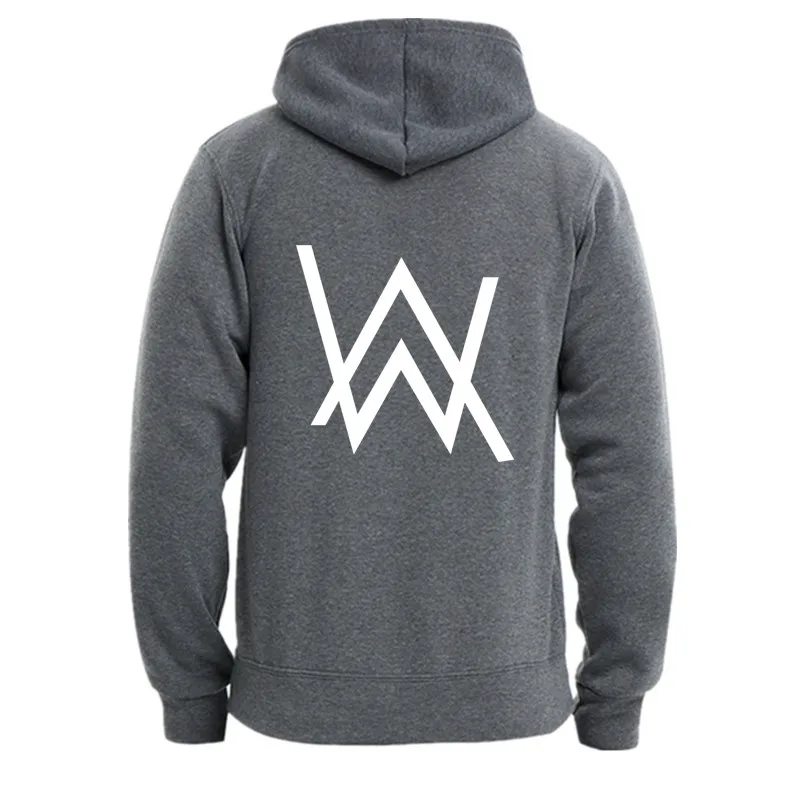Зимняя флисовая толстовка с капюшоном Alan Walker мужская принтом в стиле хип-хоп