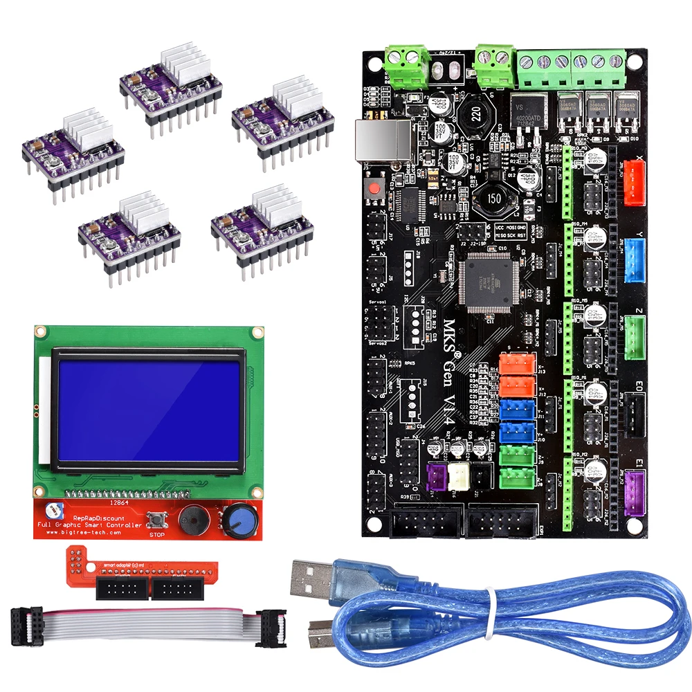 Плата для 3D принтера MKS Gen V1.4 материнская плата Reprap Ramps 1 4 5 6 управления A4988/DRV8825/TMC2130