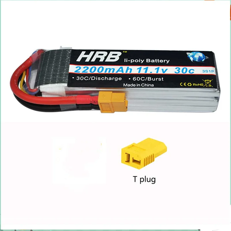 XT60 with T adapter HRB 3S Lipo Батарея 11,1 V 2200 мА/ч, 30C RC Запчасти T XT60 деканов TRX XT90 EC5 JST Для осевой SCX10 самолет FPV; Дрон; гонки машины лодочного - Цвет: XT60 with T adapter