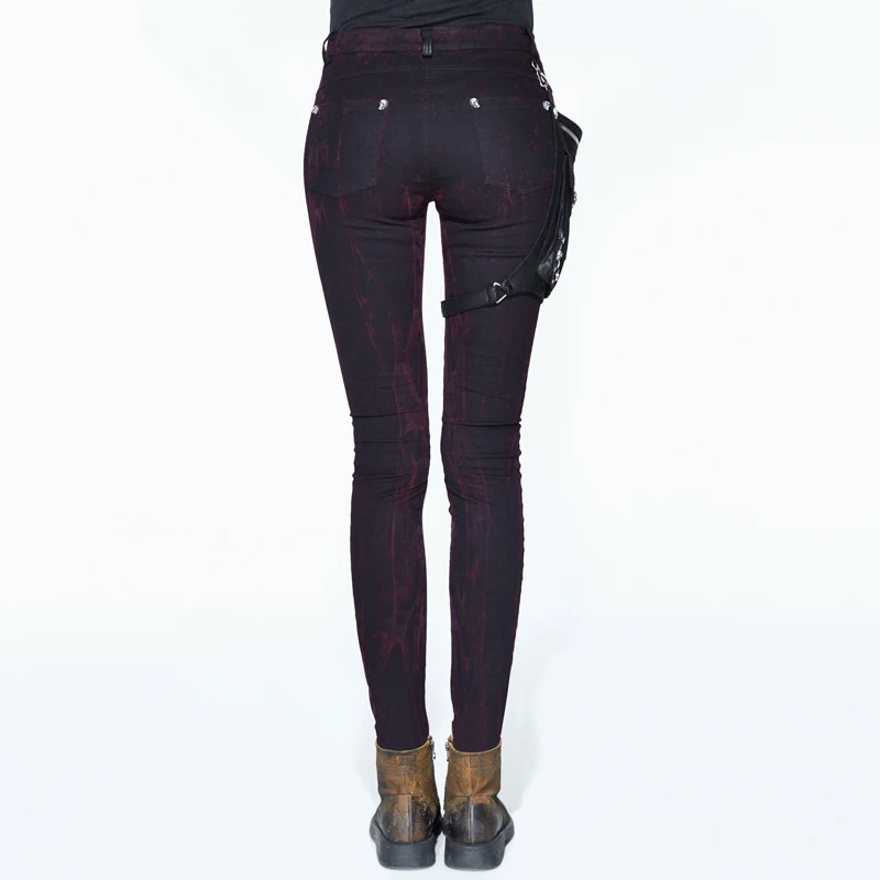 Модные женские брюки Devil в стиле стимпанк на Хэллоуин с прострочкой рок черные