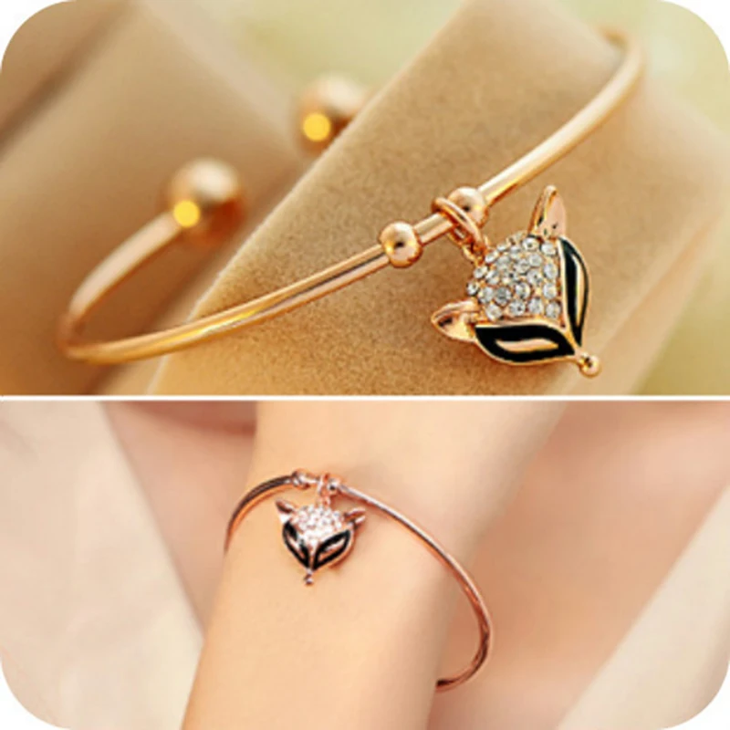 Очаровательный кристалл лиса черный глаз линии открытия модное Золотое животное