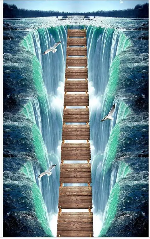 3d Пол водопад дорожка ванная комната гостиная 3D пол ПВХ обои живопись обои|painting