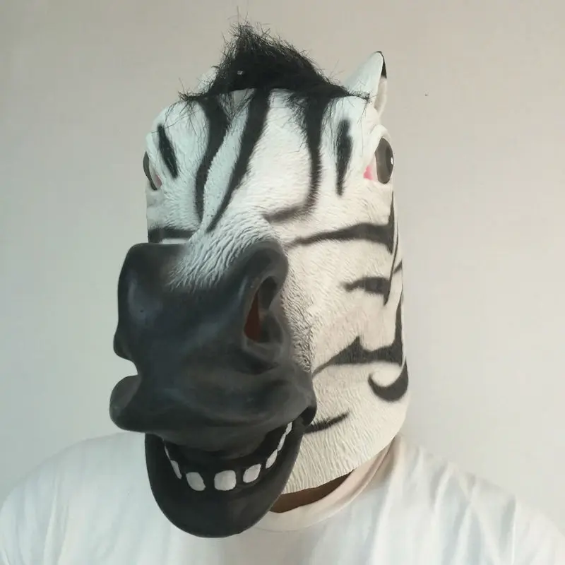 Голова зебры латексная маска Хэллоуин реалистичные лошади резиновые маски