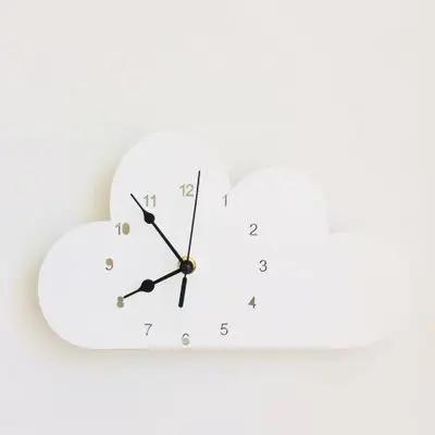 Часы в рождественском стиле Time Cloud Bear настенные деревянные, подвесные игрушки модель для детской комнаты украшения INS Детские Рождественские подарки на день рождения - Цвет: white cloud