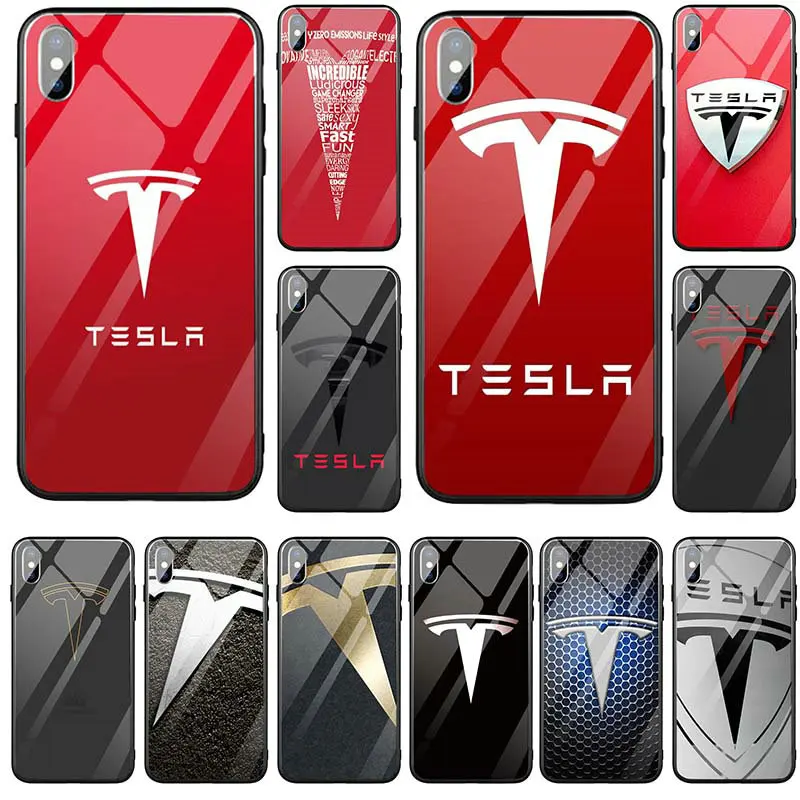 Супер Электрический автомобиль Tesla логотип PC тпу закаленное стекло мобильного