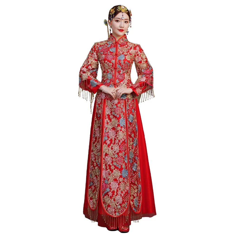 

Женское свадебное платье cheongsam, платье Чонсам в национальном стиле, 2019