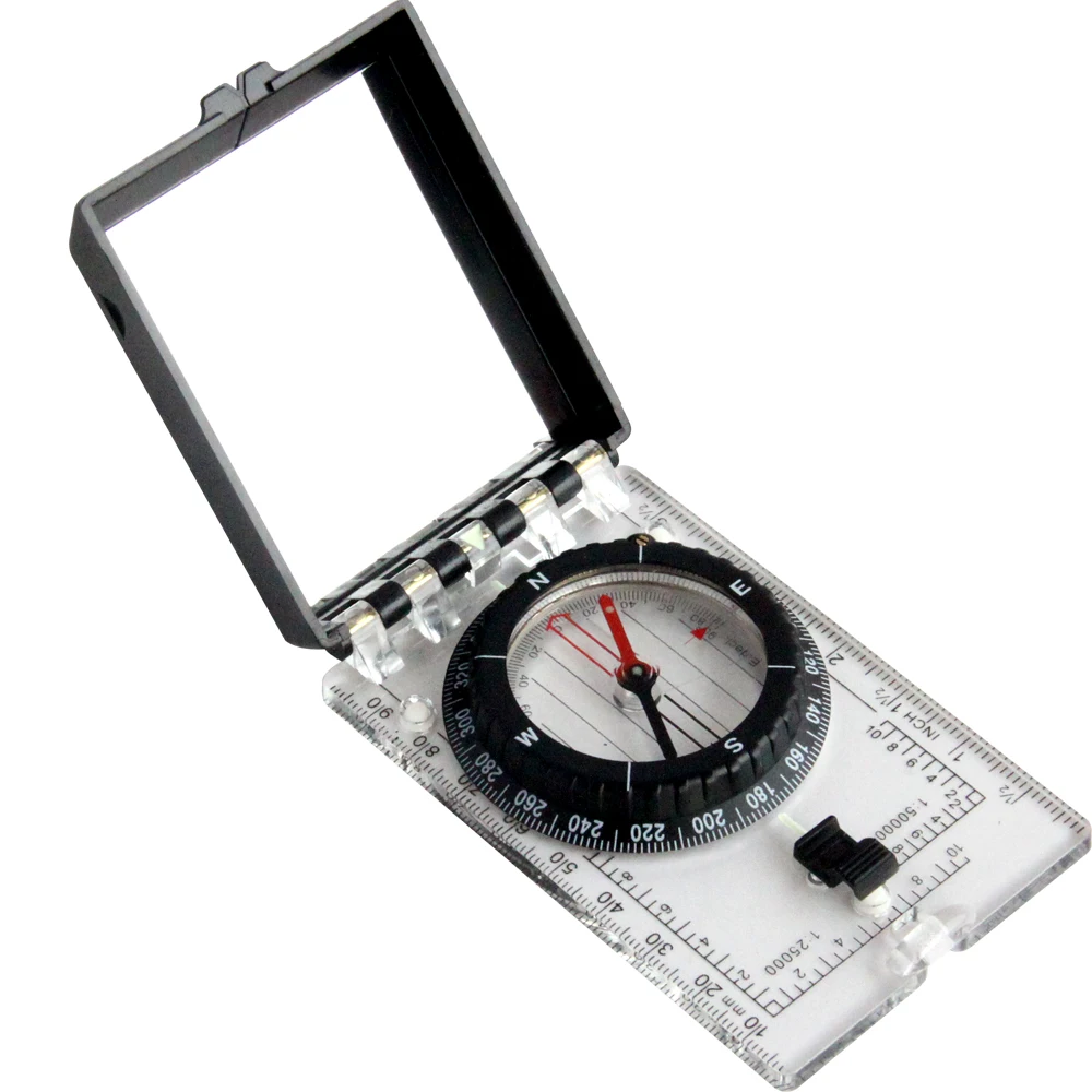 Multifunctional Compass with Ruler Compact Handheld Outdoor Camping Equipment Lanyard Mirror for and Hiking | Спорт и развлечения