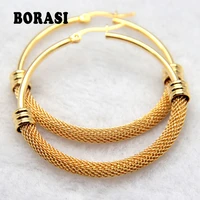 brand earrings for women fashion jewelry gift wholesale trendy 2 colors gold colorwhite gold color net round hoop earrings