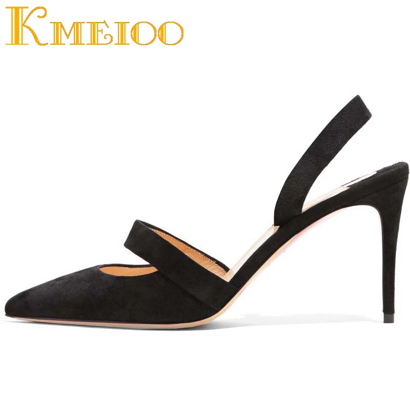Kmeioo/2018 г. хит продаж женская обувь Туфли лодочки с вырезами и ремешками на