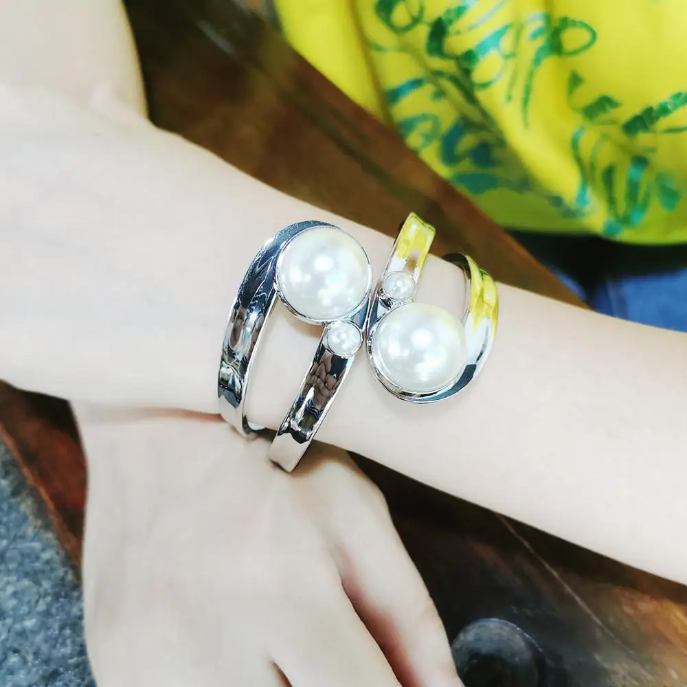 MANILAI браслеты из сплава с имитацией жемчуга для женщин аксессуары металлические