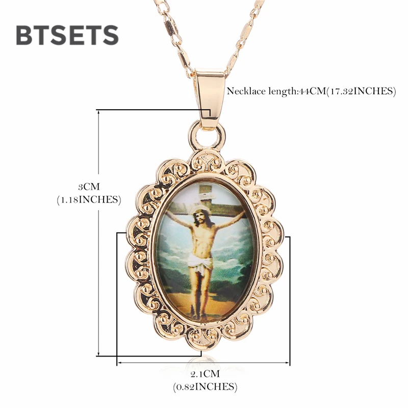BTSETS ожерелья для верующих (с изображением Иисуса) золотого цвета модное ожерелье