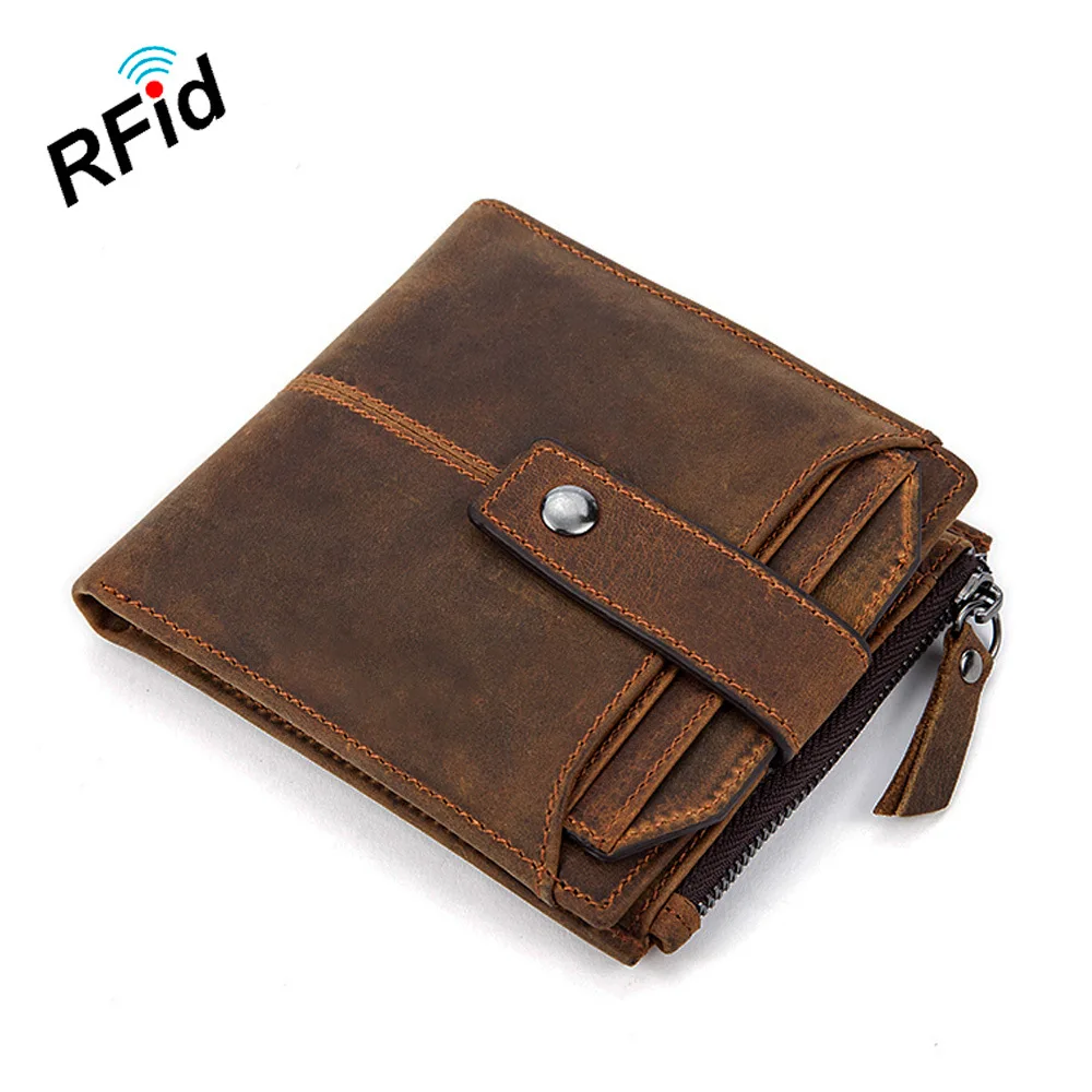 8929-Brown-RFID MVA мужской бумажник клатч из натуральной кожи мужской бумажник в винтажном стиле RFID Анти-магнитный Противоугонный держатель для карт маленький кошелек мужской бумажник - Цвет: 8929-Brown-RFID