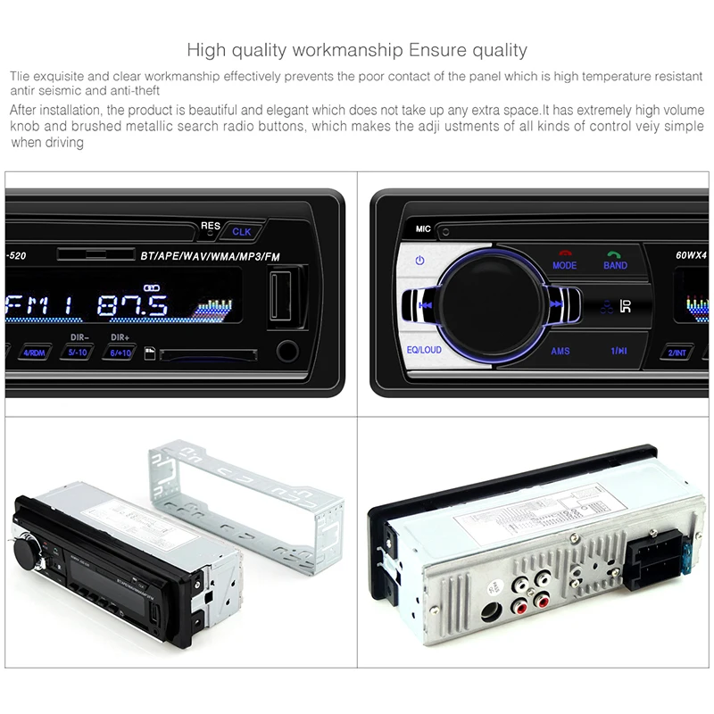 Авторадио 1 din автомобильное радио JSD 520 стерео bluetooth аудио mp3 рекордер usb sd aux вход oto