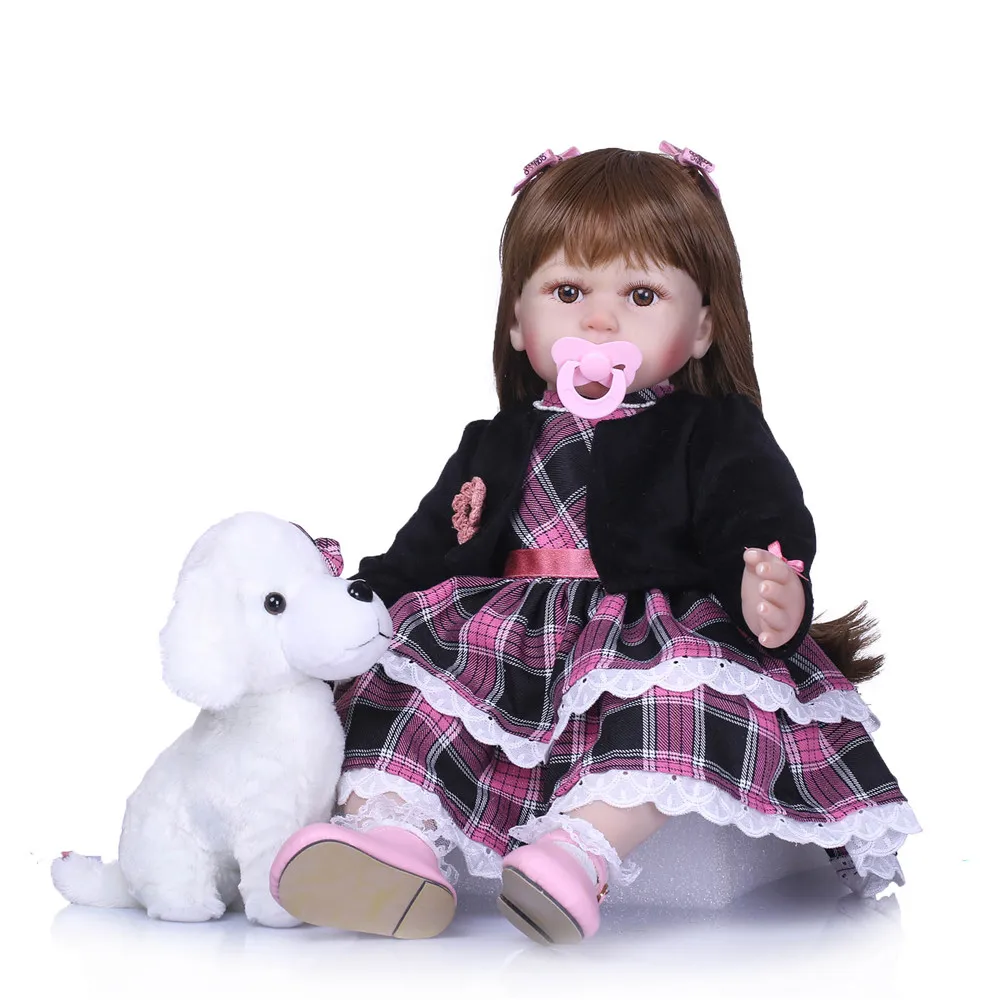 58cm pretty girl toddler Bebes reborn vinyl silicone baby dolls with puppy plush children gift toy | Игрушки и хобби