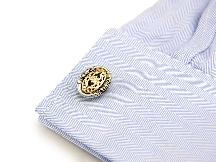 Спарта белый золотой Гальванизированный камень желаний запонки мужские +