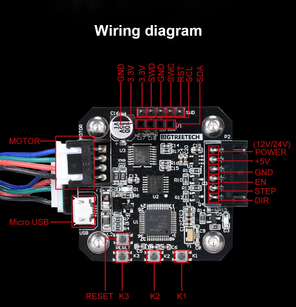 BIGTREETECH 42 Шаговый двигатель замкнутый контур драйвер SERVO42 S42A V1.0 плата управления комплект с OLED 12864 Панель 3d принтер части SKR
