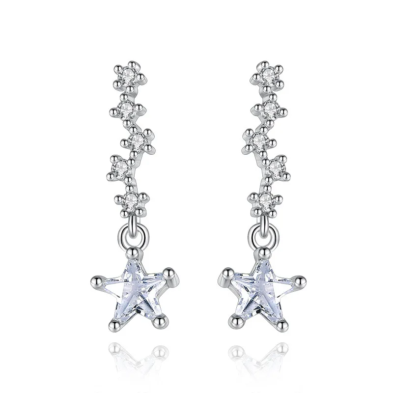 Женские серьги-гвоздики со звездой из 100% стерлингового серебра 925 пробы