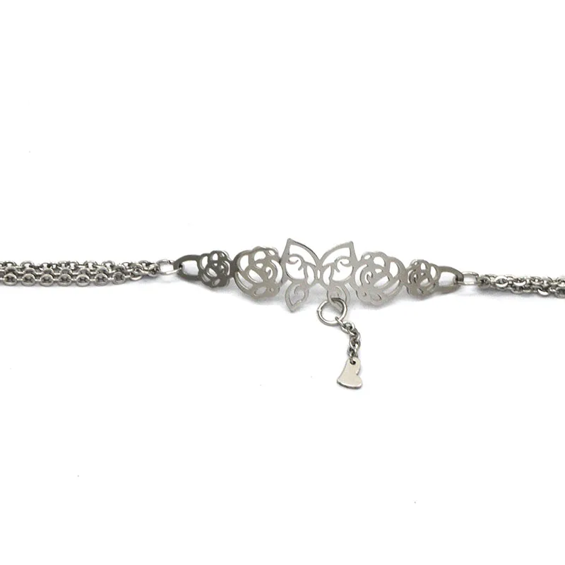 wholesale stainless steel silver color bracelets butterfly and rose engraved elegant romantic for women Br0419123 | Украшения и