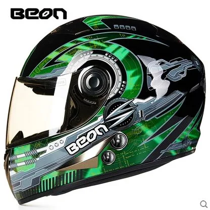Мотошлем BEON на все лицо для мужчин и женщин антибликовый красивый