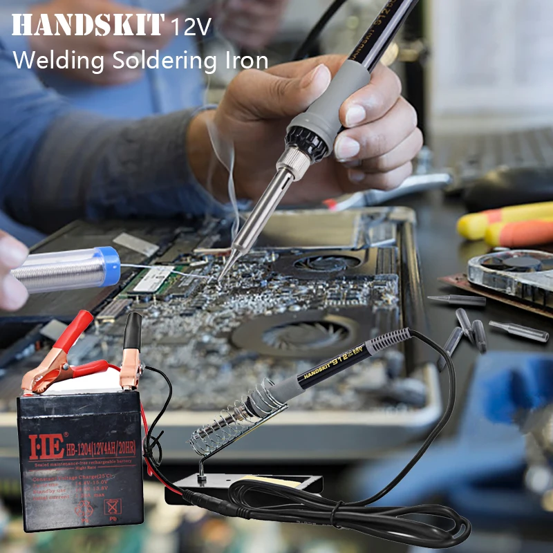 Электрический паяльник Handskit на 12 В/35 Вт с аккумулятором для автомобиля низкое