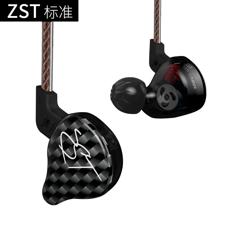 black no mic KZ ZST DD+ BA наушники с тяжелыми басами, гарнитура, HiFi наушники, железо, четыре ядра, управление, обмен, Bluetooth кабель, ZSN pro ZSA ZS10 ES4 ES3 - Цвет: black no mic