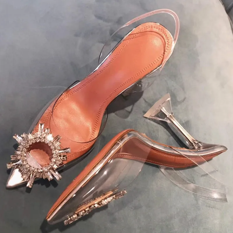 Прямая поставка прозрачная обувь из ПВХ с кристаллами Новинка 2019 года летние