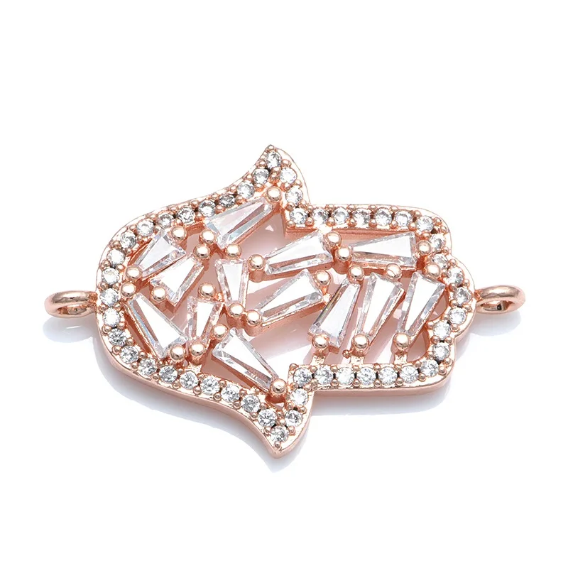 rose gold В форме руки Фатимы Хамса, защитный амулет в виде ладони Разъем Подвески для браслеты на запястье в виде Набор для изготовления ювелирных украшений вручную Для женщин Для мужчин ювелирные изделия - Цвет: rose gold