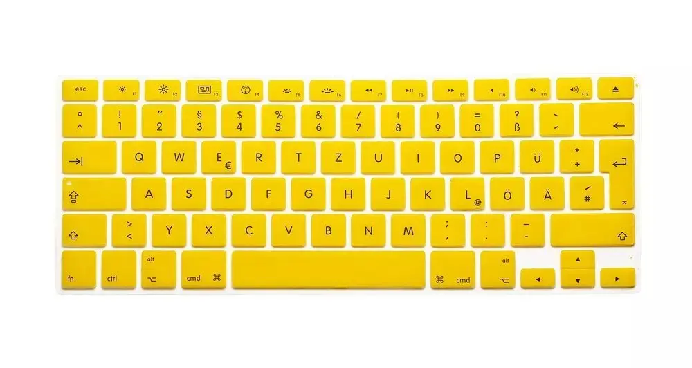 Yellow Для Mac Book 13 15 Qwertz кожаные чехлы для ноутбука европейские немецкие буквы клавиатуры протектор для Macbook Air Pro retina 1" 15" 17" - Цвет: Yellow