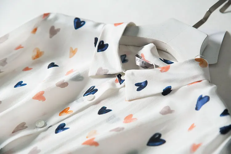 Shuchan,, сердце, натуральный шелк, Blusas, женские блузки, корейская мода,, Белый Топ, женская блузка, дизайнерская одежда C0077