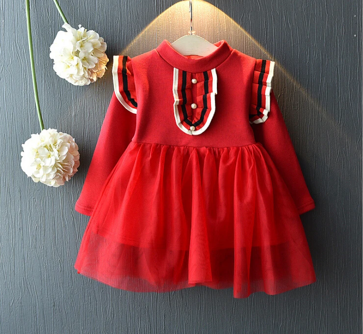 2019 Новое поступление платье для девочек новые трикотажные принцесса потепления
