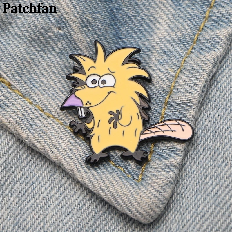 

20pcs/lot Patchfan Beaver Zinc alloy tie pins badges para shirt bag clothes cap backpack shoes brooches badges A2041