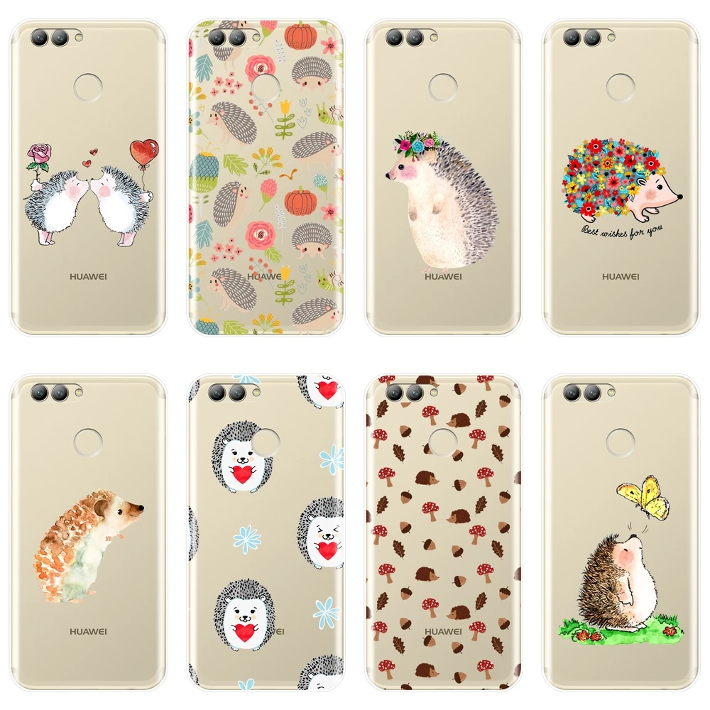 Силиконовый чехол для телефона Kawaii Hedgehog в форме сердца Huawei Nova Smart Lite 2017 мягкая
