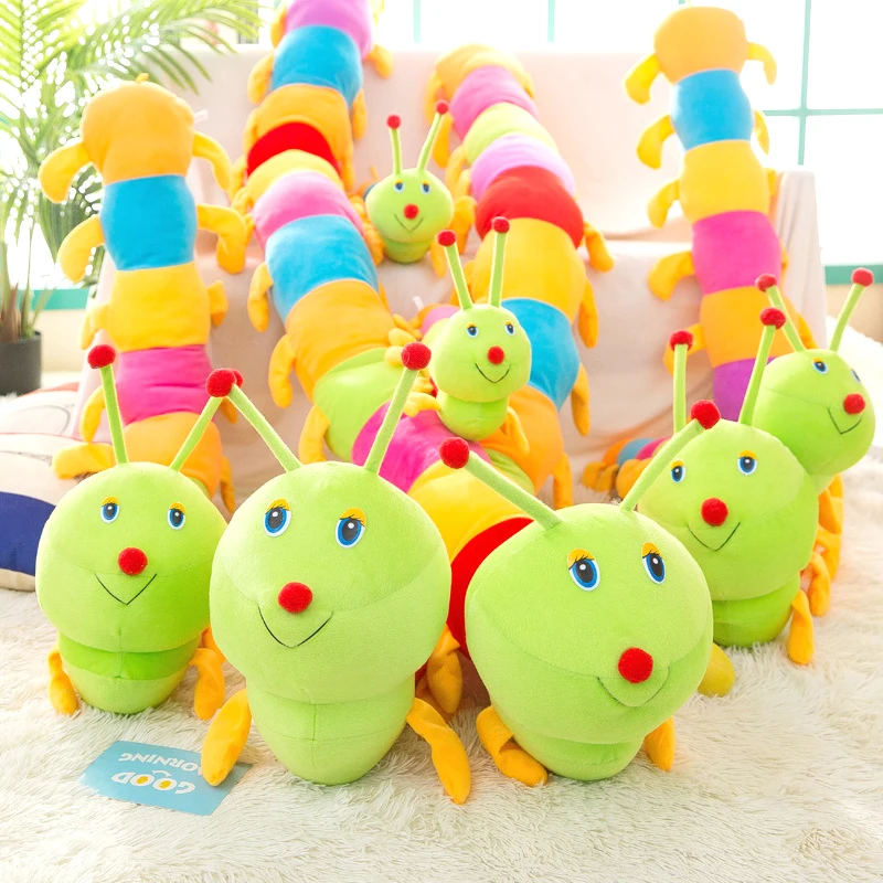 Красочная гусеница плюшевые игрушки для детей мягкая плюшевая подушка в виде