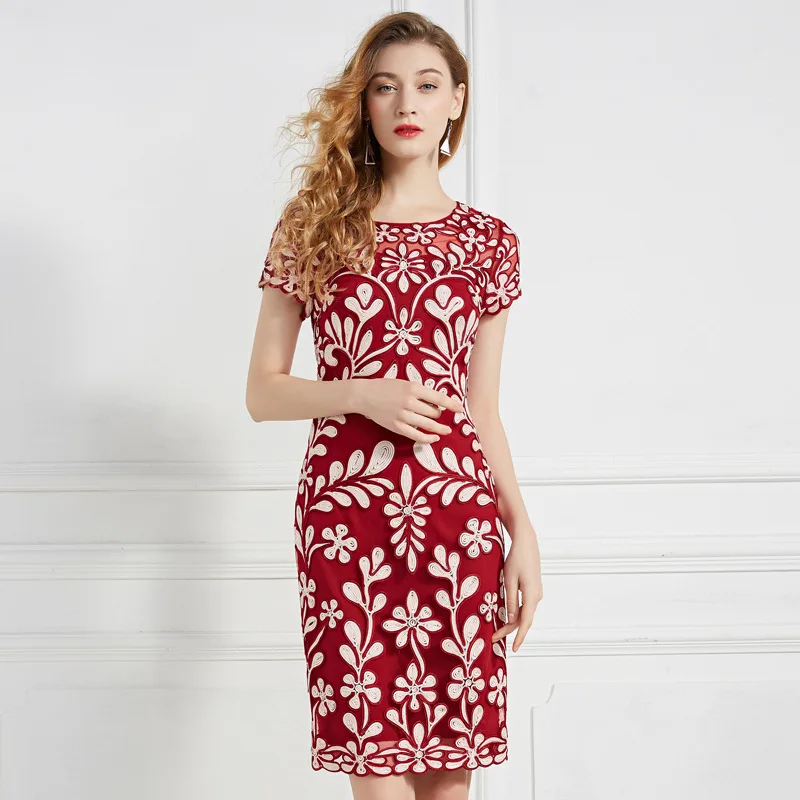 Vestidos De Fiesta, весенне-летние вечерние платья для особых случаев, женское платье с круглым вырезом, изысканная вышивка, облегающее платье
