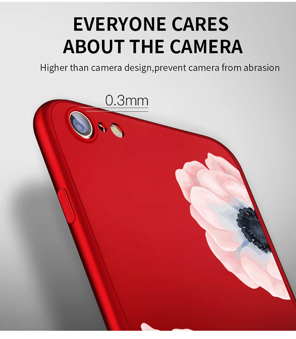 ASINA 360 Полный чехол для iPhone 8 Цветочный узор чехол s для iPhone 6 6s 7 8 Plus X Черный защитный бампер Fundas